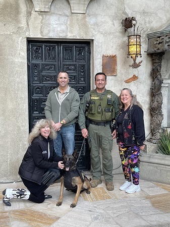 Smiles from RSO K9 Sniper, Deputy Naccarato, K9 Armor cofounders RSO Corporal Hurd and Suzanne Saunders and sponsor Janeen Bahr