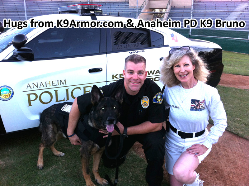 Anaheim PD K9 Bruno survived a gun shot to the face. His vest went to K9 Halo, his successor.