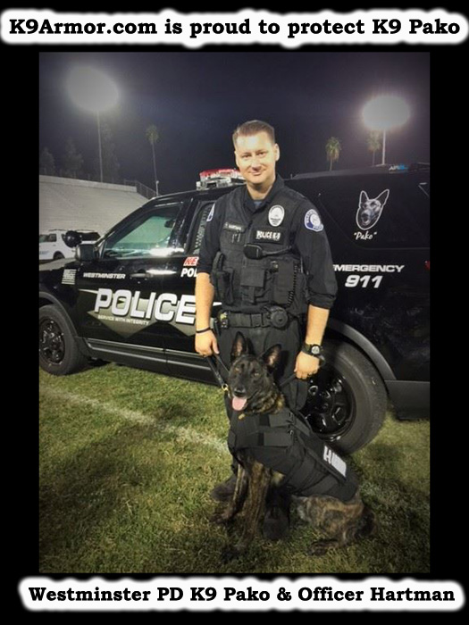 Westminster PD Officer Travis Hartman and K9 Pako, photo by Frank DAmato, OC Register